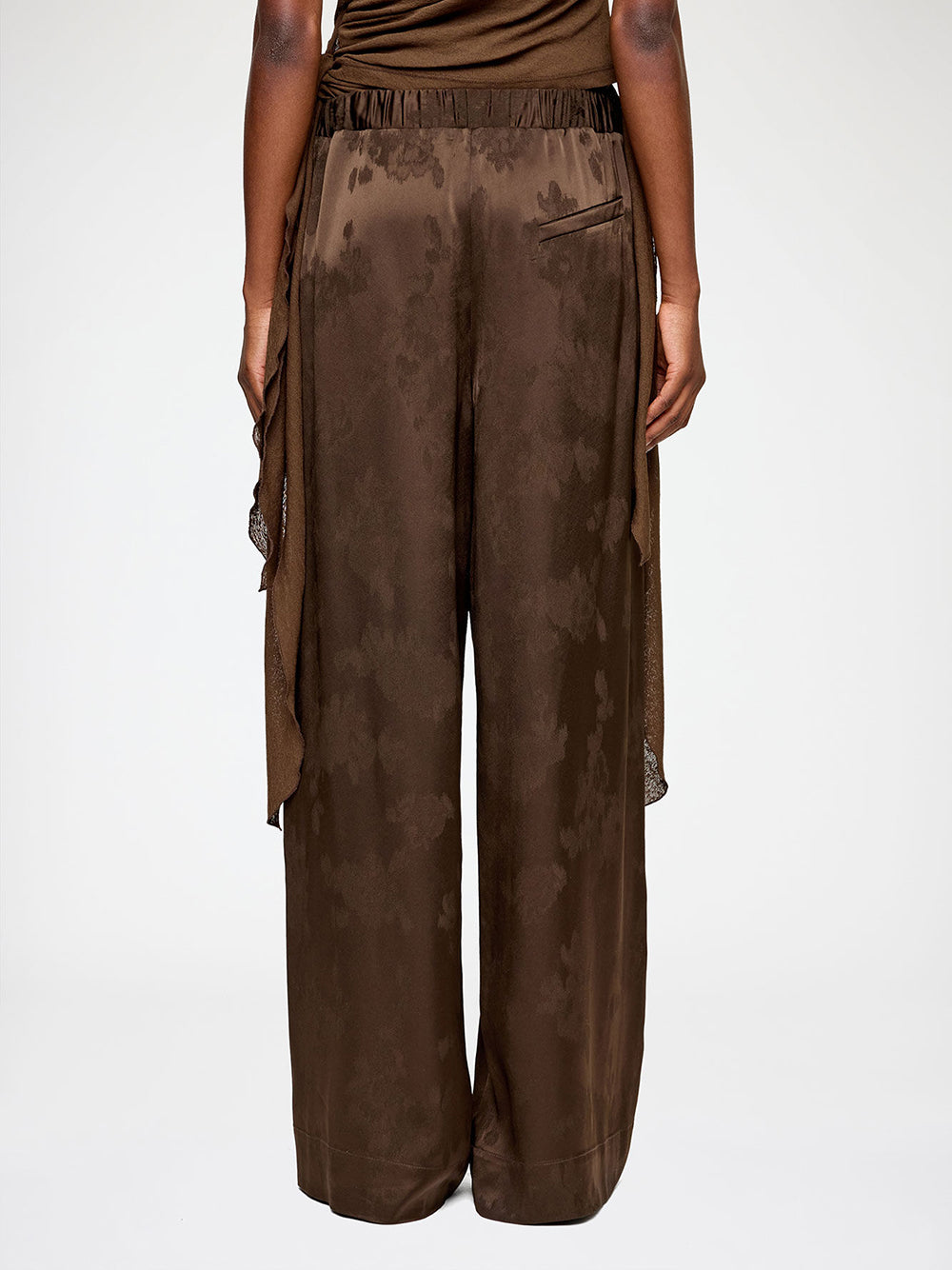 Fluid Satin Jacquard Elasticated Pants