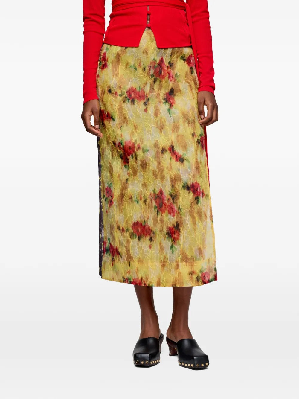 Shibori Organza/Fluid Taffeta Wrap Skirt