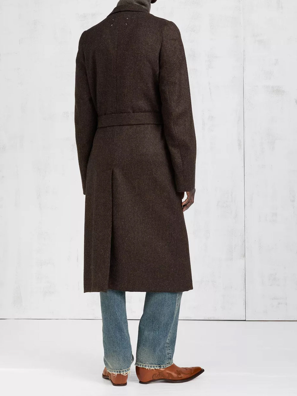 HERRINGBONE WRAPPED COAT
