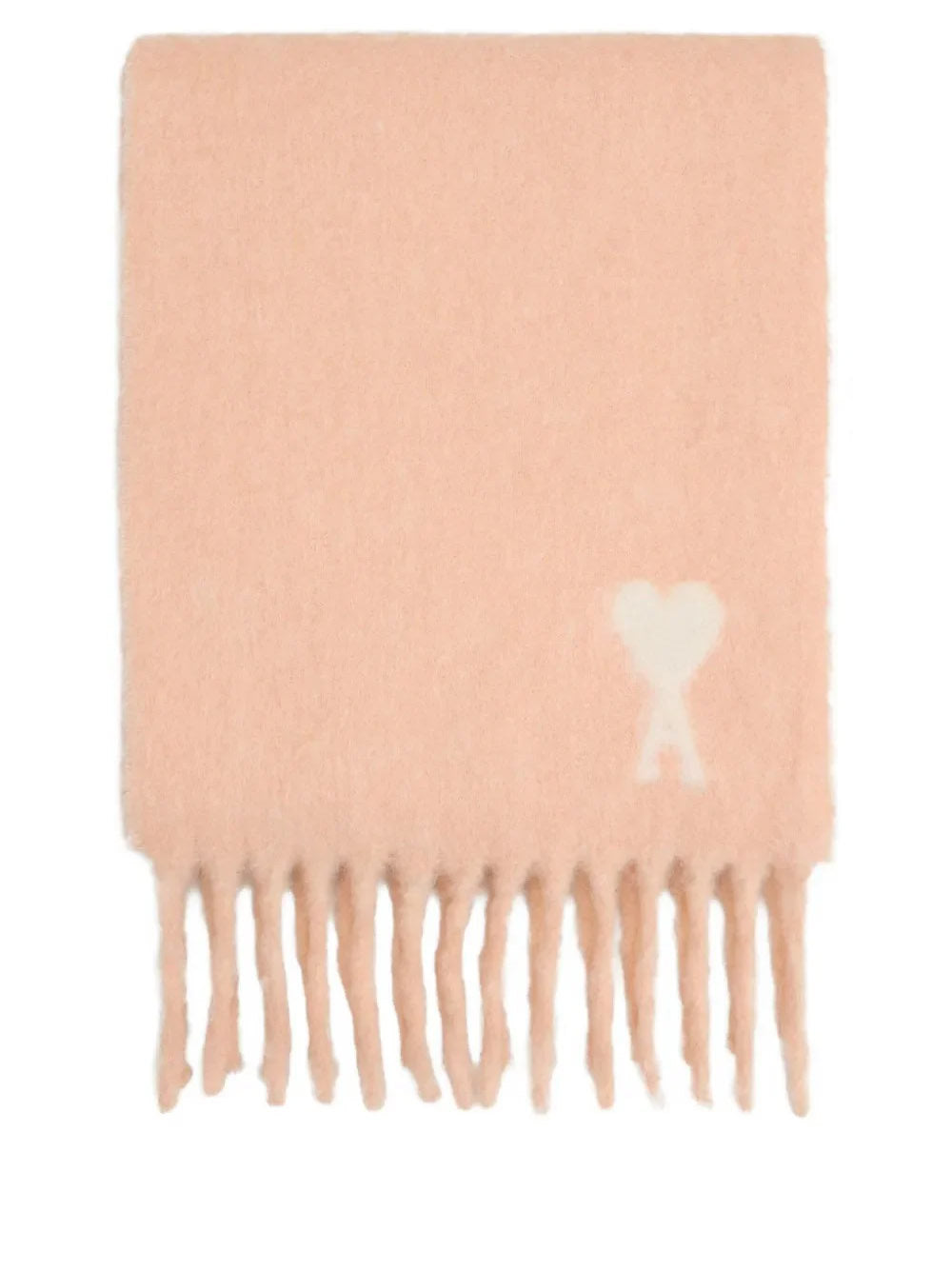 AmiParis／AMIDECOEUR￤ピンク アルパカ オフホワイト スカーフ AMI PARIS-Ami de Coeur alpaca scarf in pink and off-white-USF673