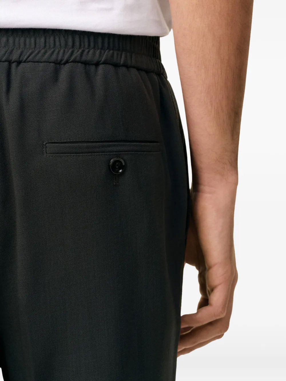 AMI PARIS-Pantaloni con vita elasticizzata in lana leggera-