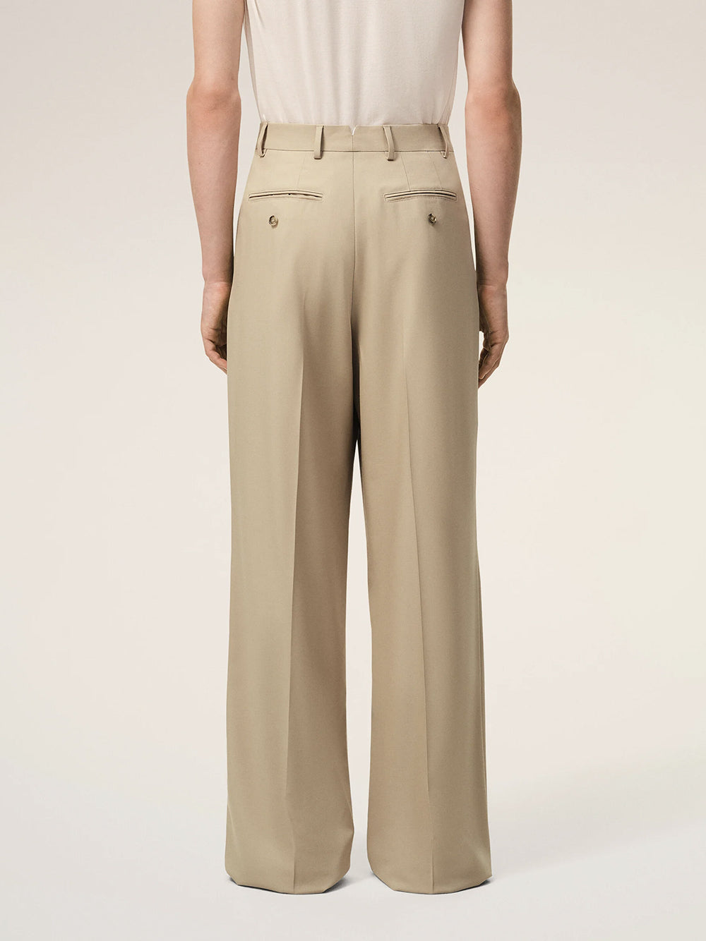 AMI PARIS-LOW WAIST WIDE TROUSERS WITH TWO PLEATS-