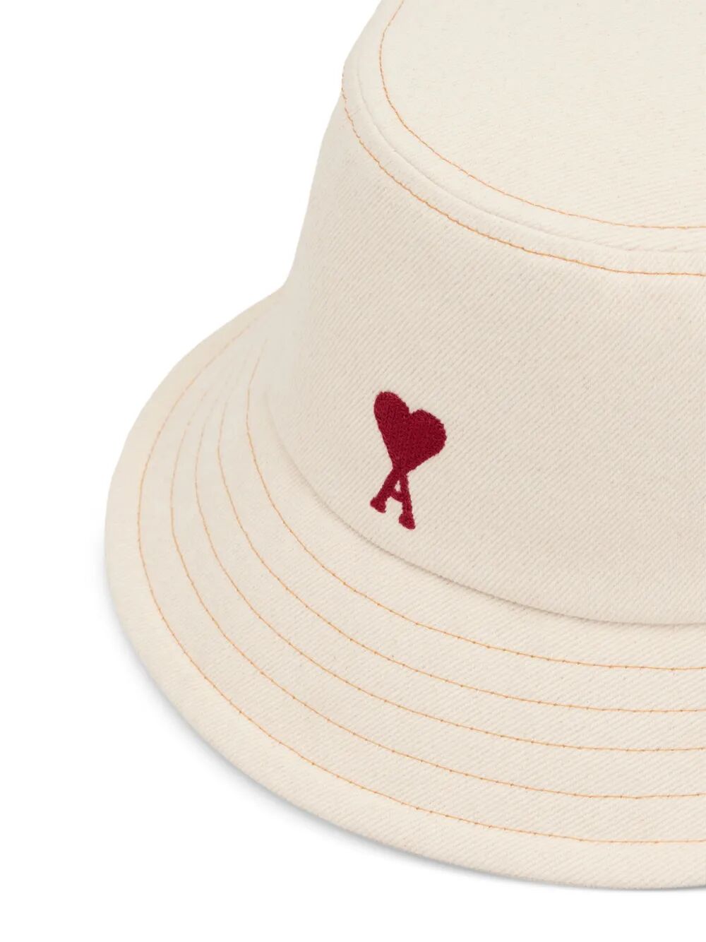 AMI PARIS-RED AMI DE COEUR EMBRODIERY BUCKET HAT-