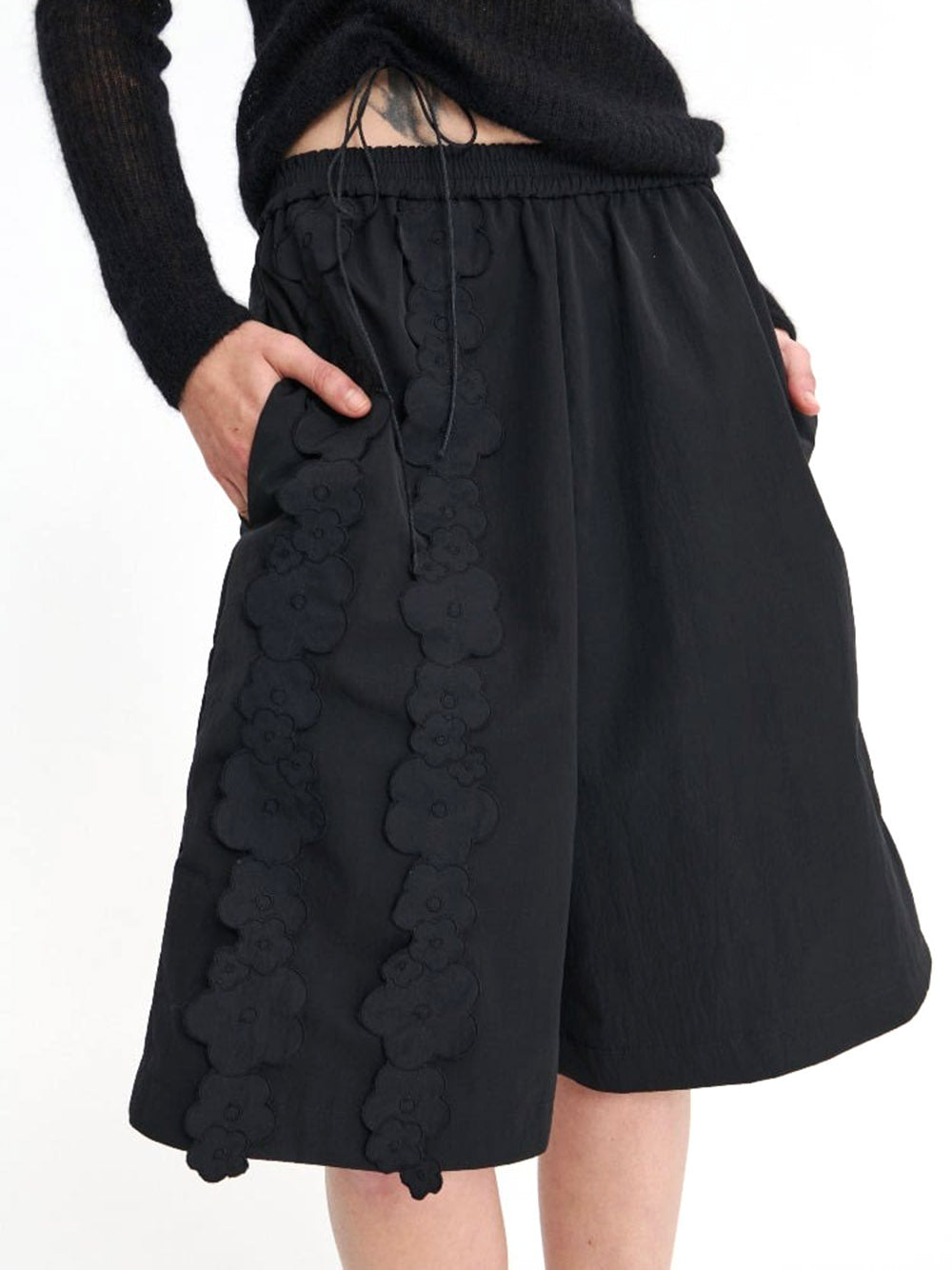 CECILIE BAHNSEN-ANGEL SHORTS RECYCLED TAFFETA BLACK-