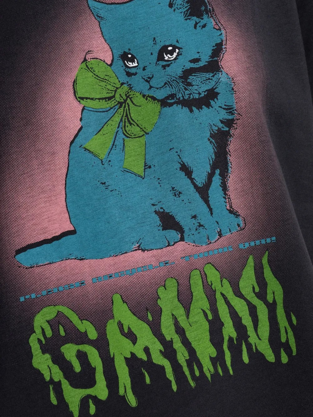 GANNI-Basic Cotton Jersey Neon Kitty T-shirt-