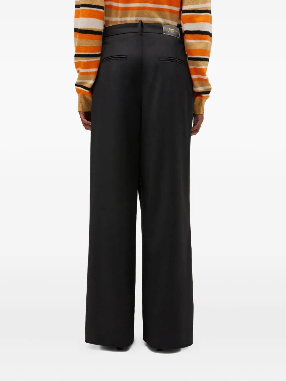 GANNI-Calendered Wool Mid Waist Pants-