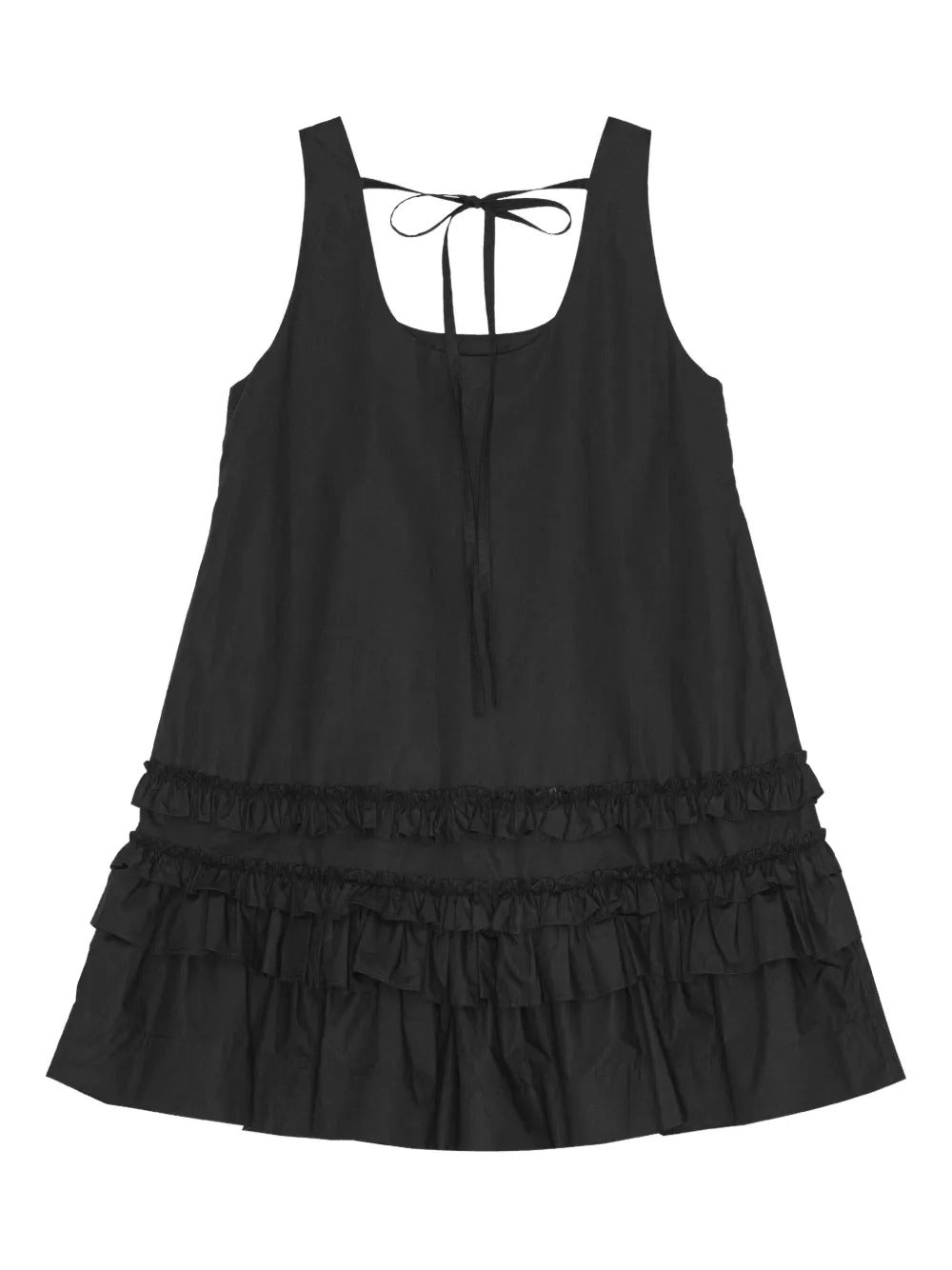 GANNI-Cotton Poplin U-neck Mini Dress-