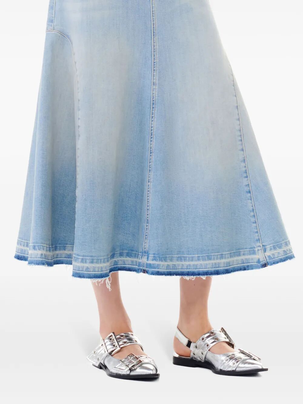 GANNI-Feminine Buckle Ballerina Metallic-