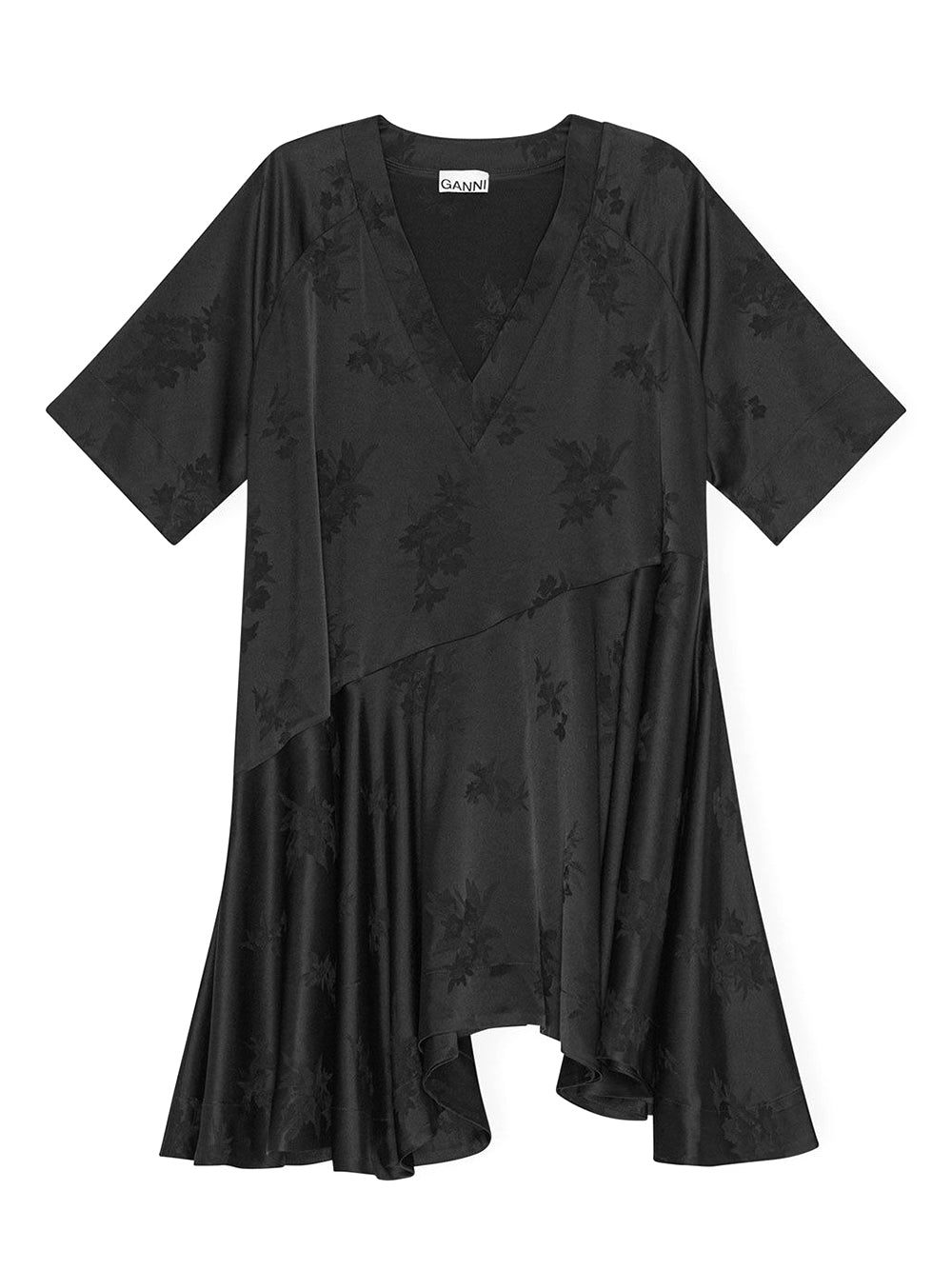 ganni mini dress GANNI-Fluid Satin Jacquard Oversized Mini Dress-W0681 099 – Dope