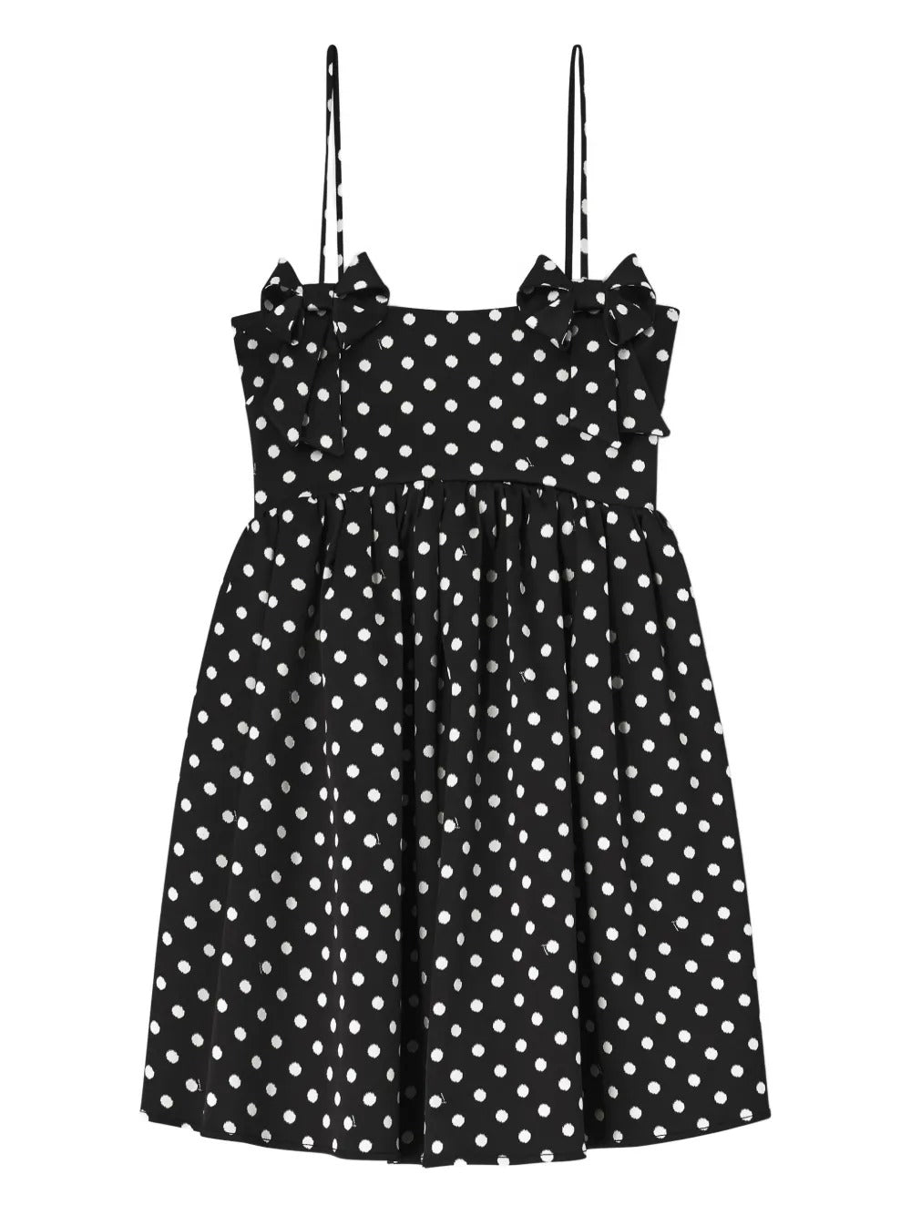 ganni printed mini dress GANNI Women's Satin Mini Dress In Polka Dot Print, Black, FR 38 (6)