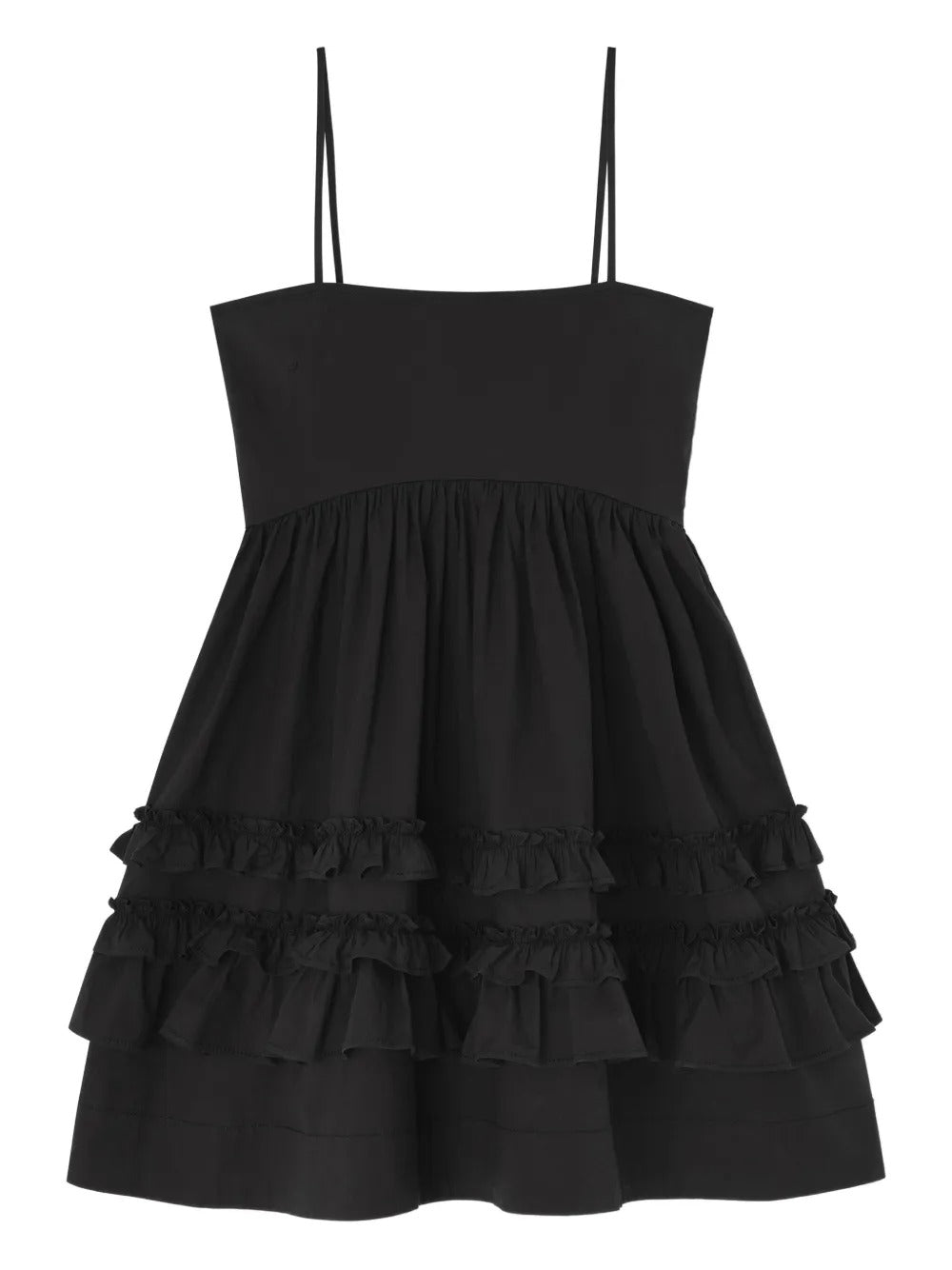 ganni black stretch cotton dress Stretch Cotton Buttoned Mini Dress