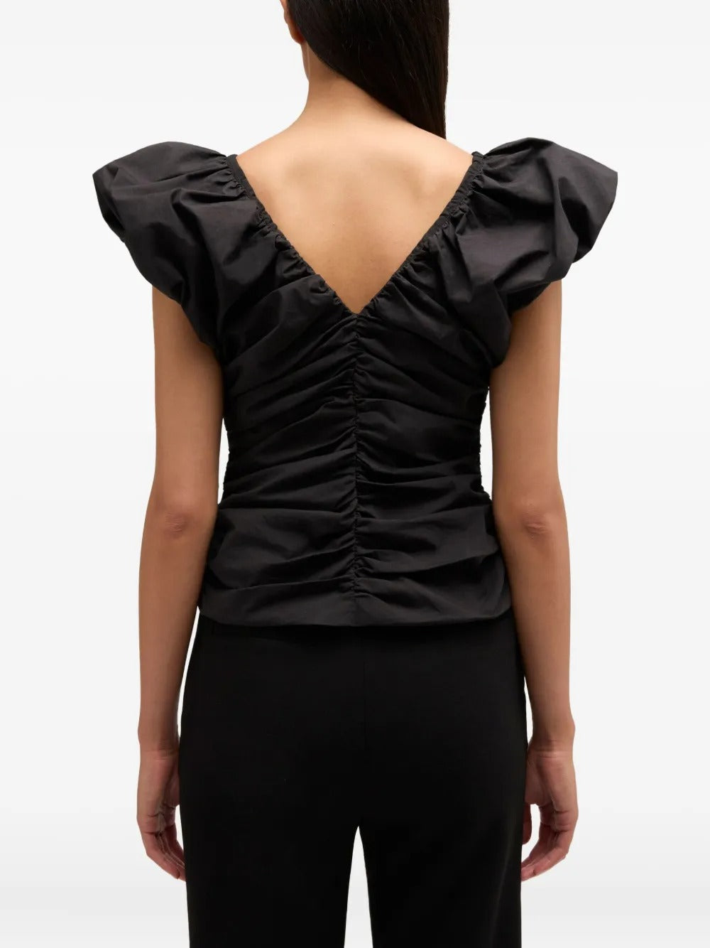 GANNI-Stretch Cotton Ruched Top-