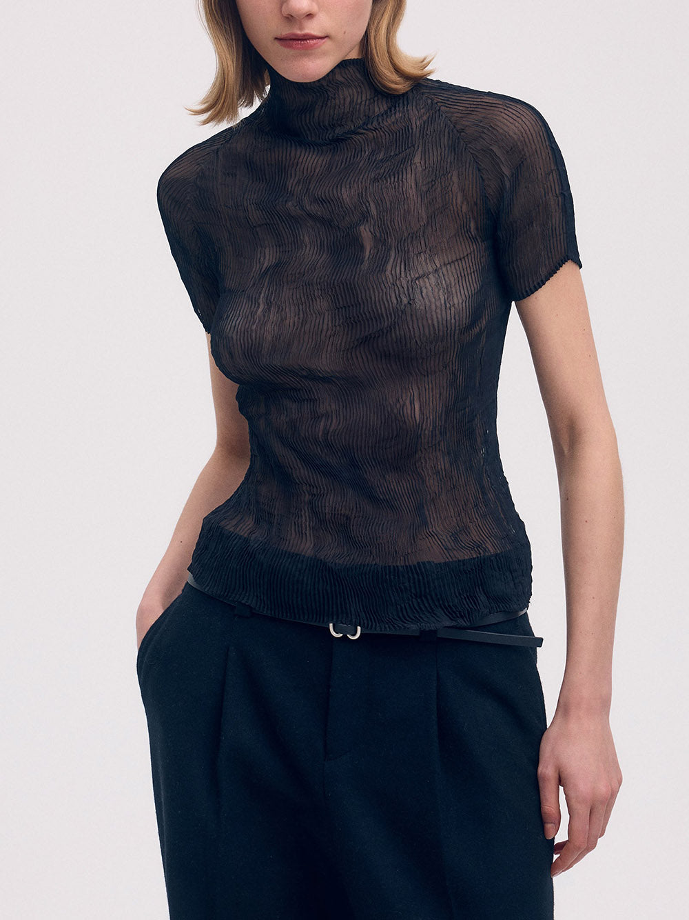 ISSEY MIYAKE-CHIFFON TWIST BK/WT-58-