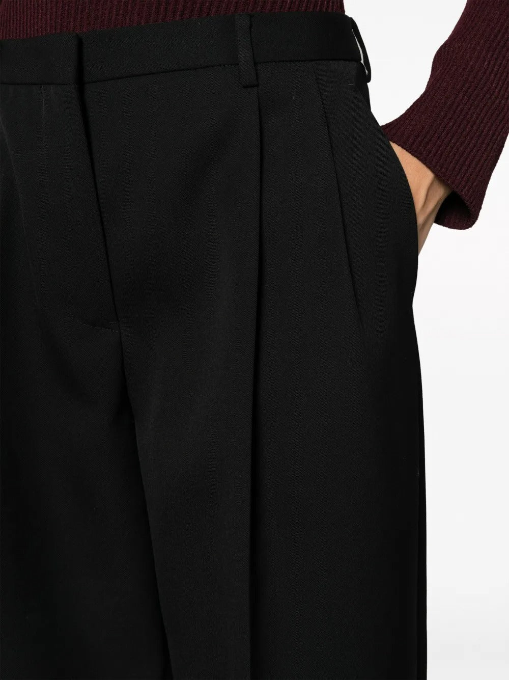 JIL SANDER-pleated cotton-wool tailored trousers-