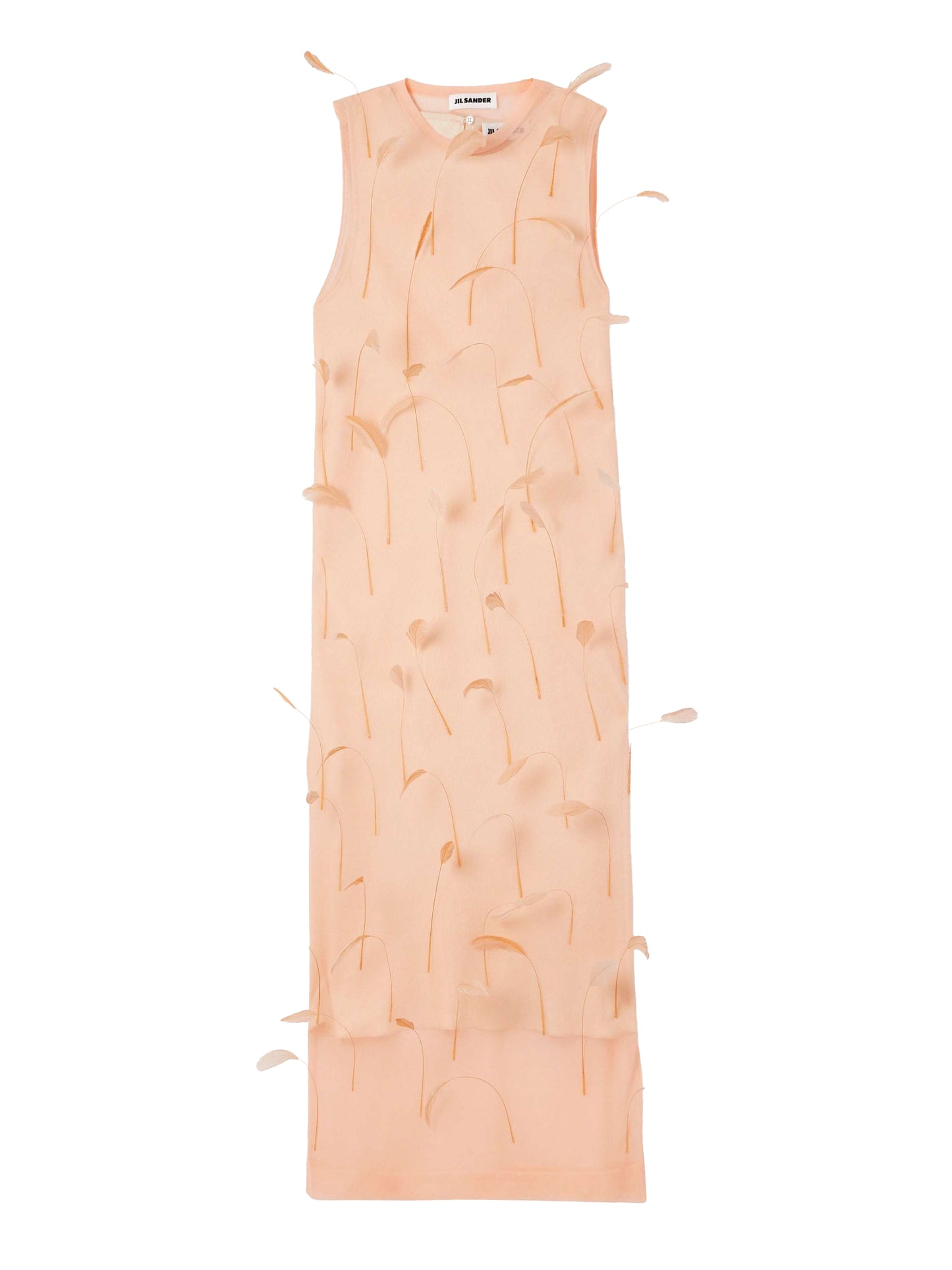 JIL SANDER-silk dress with FEATHERS-