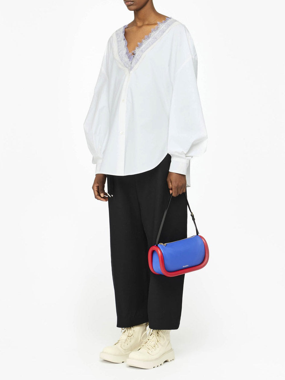 JW ANDERSON-LACE TRIM V NECK SHIRT-