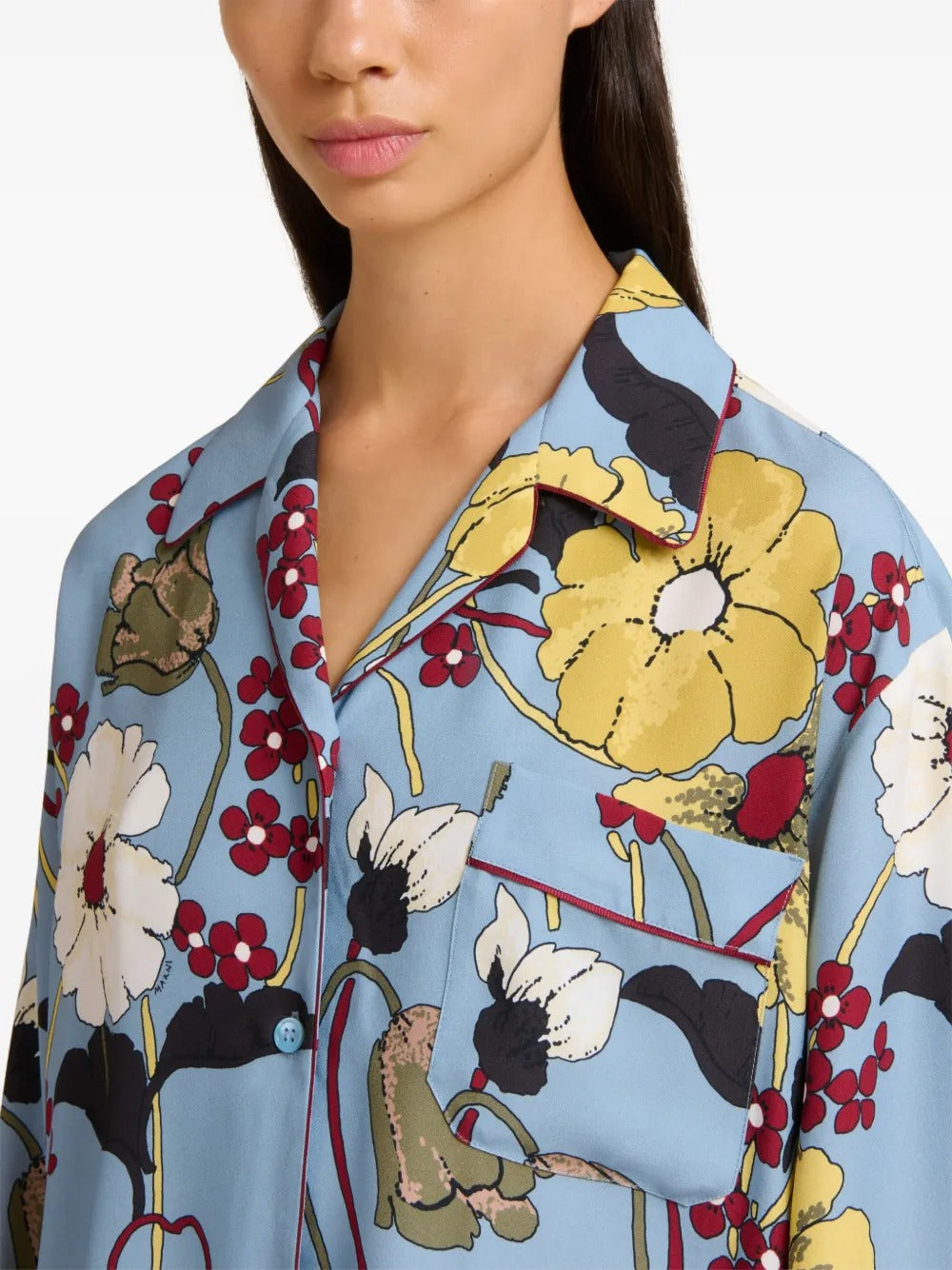 MARNI-floral-detail long-sleeve shirt-