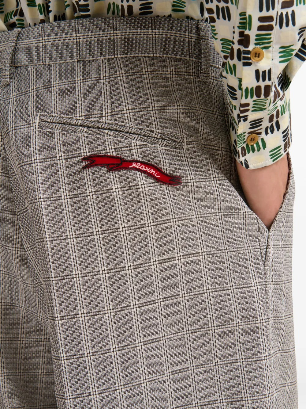 MARNI-pleat tartan-pattern trousers-