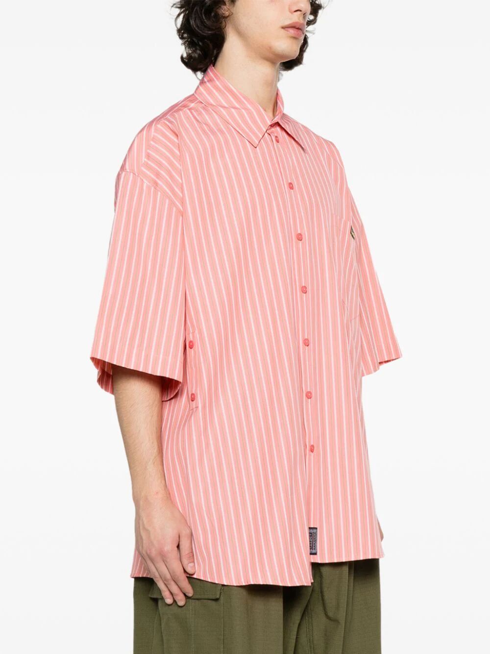 MARTINE ROSE-STRIPED WRAP SHIRT-MRSS24 440A PNKGRS