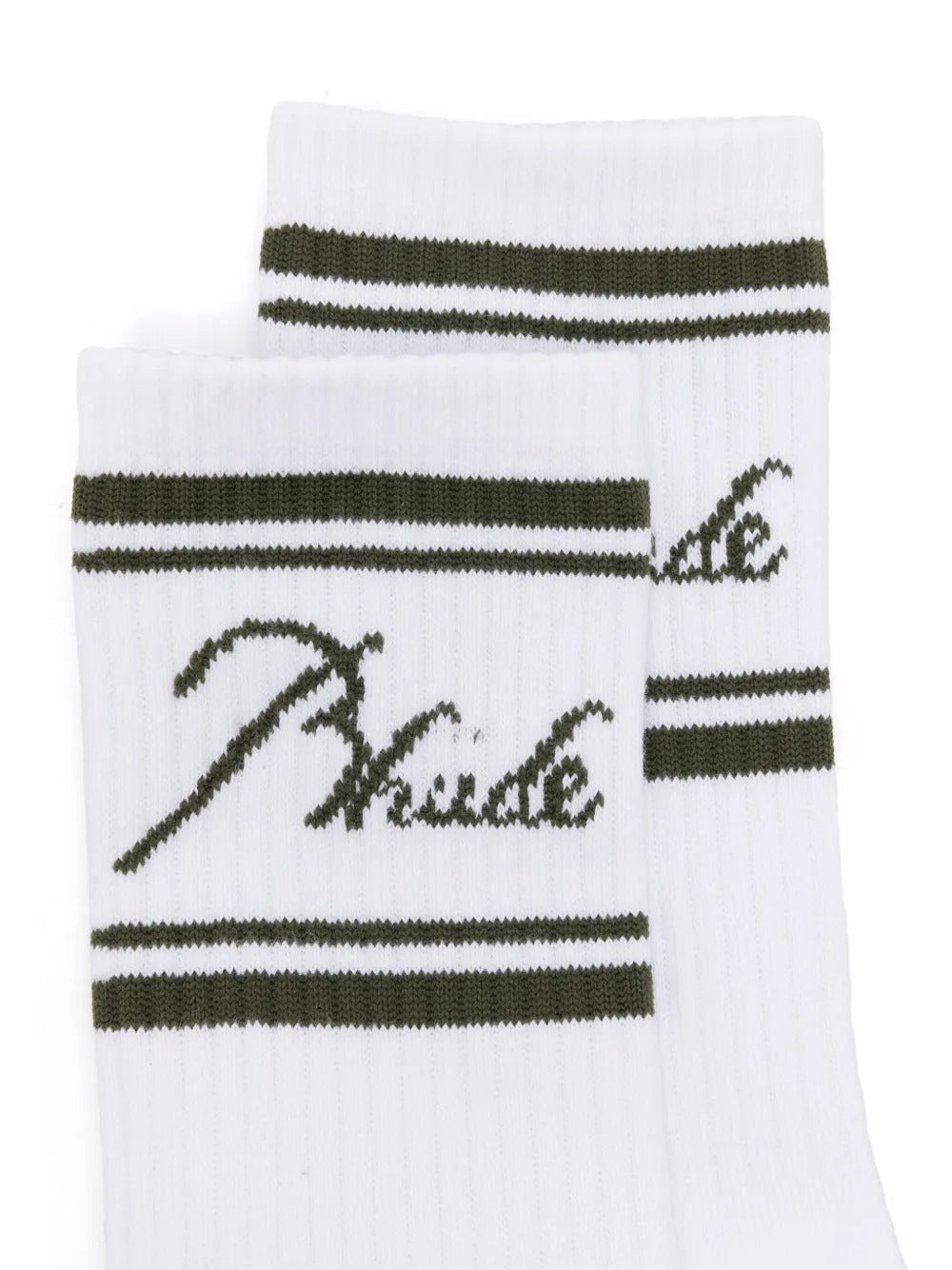RHUDE-STRIPED SCRIPT LOGO SOCK-