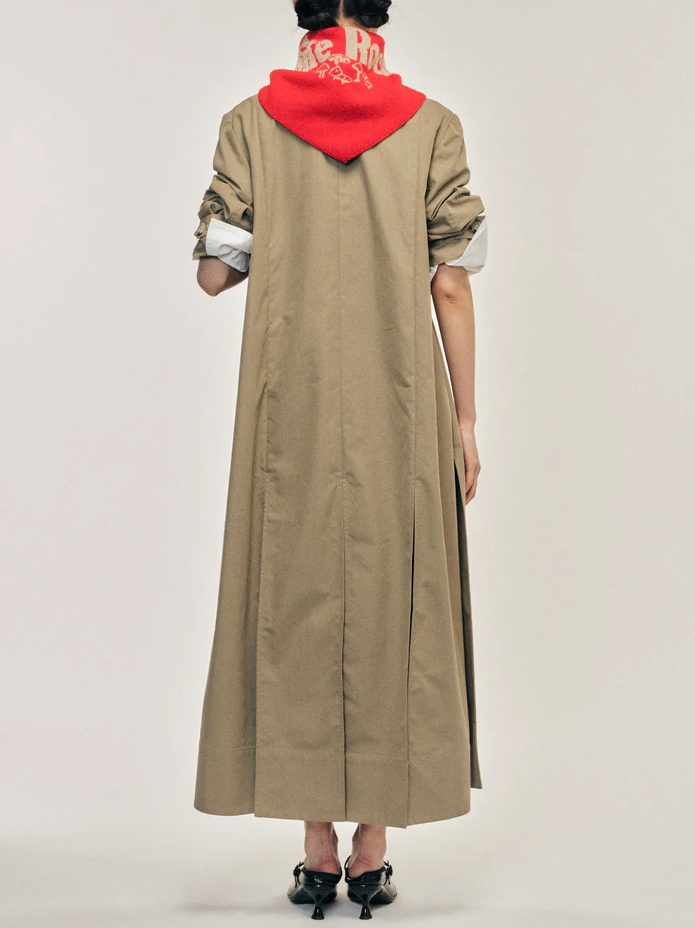 SIMONE ROCHA-BELTED LONG MULTI SLIT TRENCH COAT-