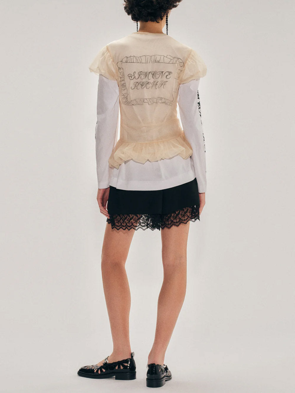 SIMONE ROCHA-LACE TRIM NEGLIGEE SHORTS-