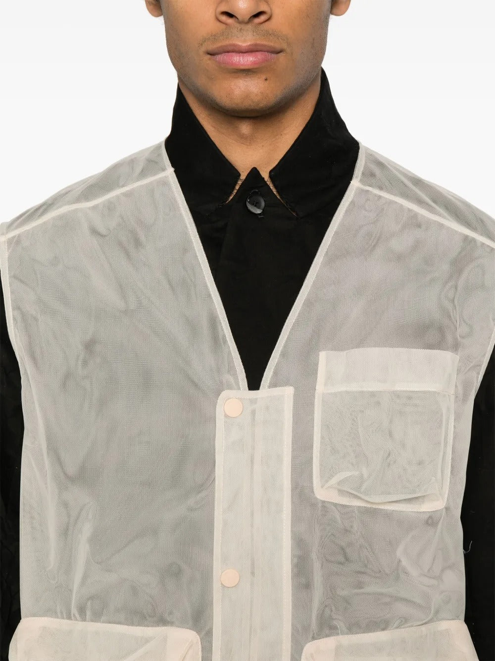 SIMONE ROCHA-MULTI CARGO FLAP POCKET UTILITY VEST W/ DAISY EMB-