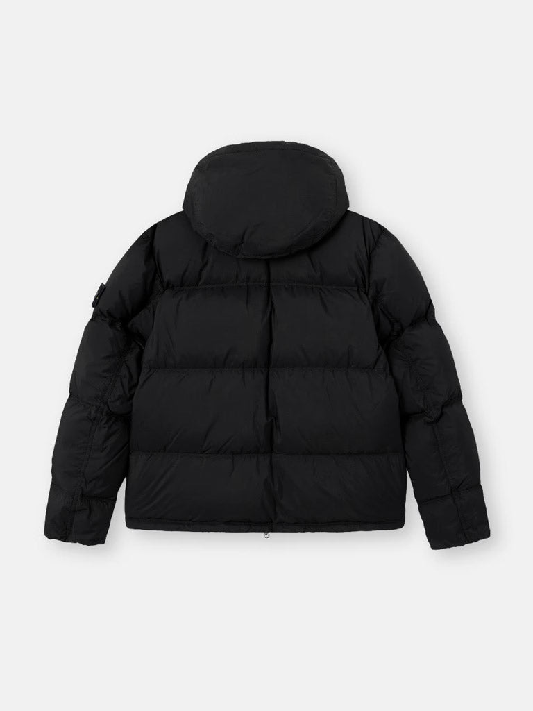STONE ISLAND-Rip-proof down jacket with detachable hood-