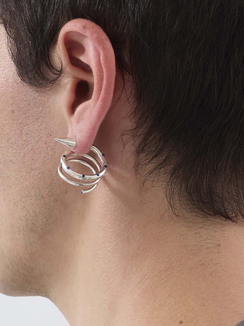 SUNNEI-SPIRAL EAR-RING MEDIUM STONES-