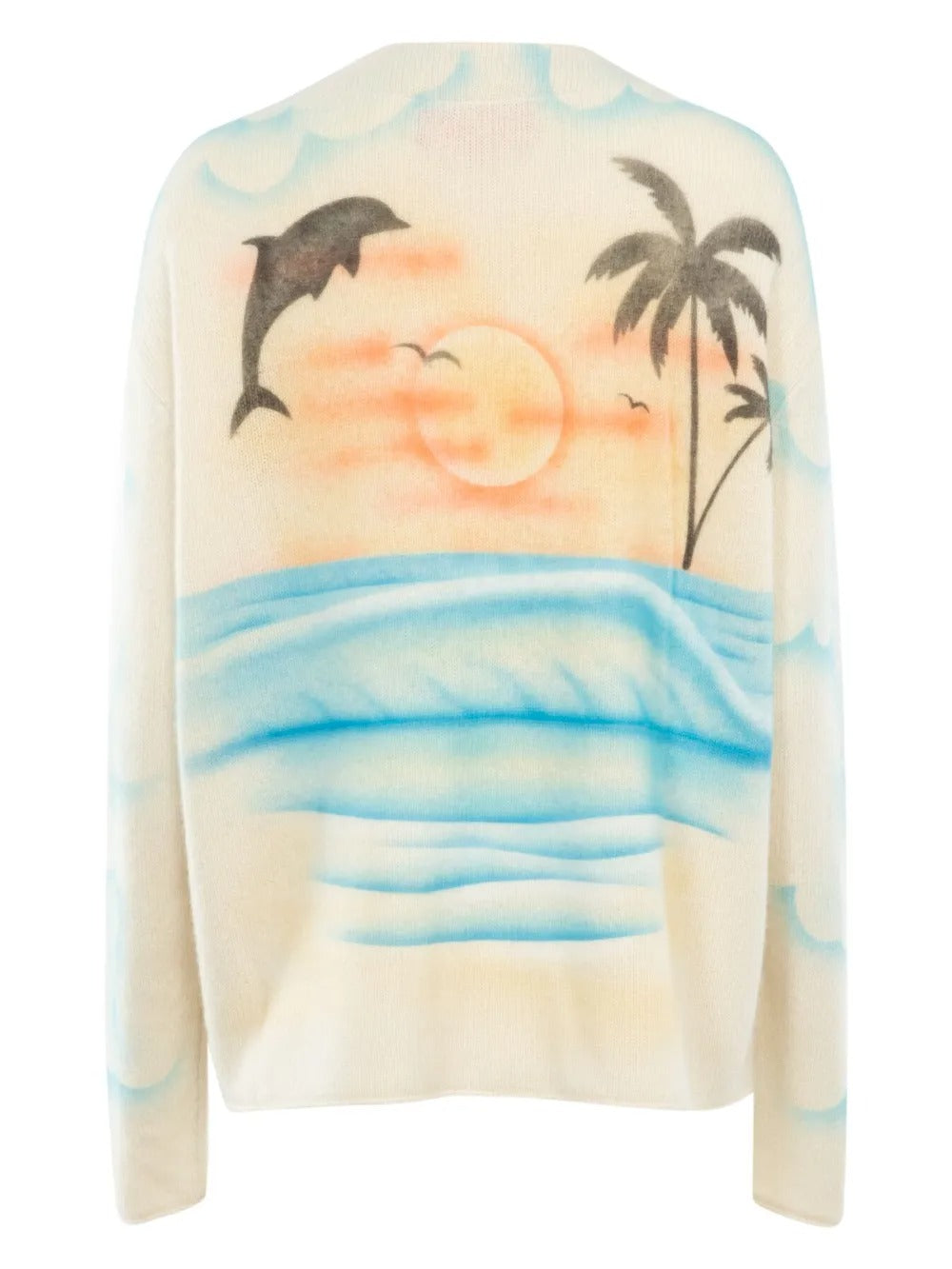 THE ELDER STATESMAN-SUNSET AIRBRUSH CARDIGAN-