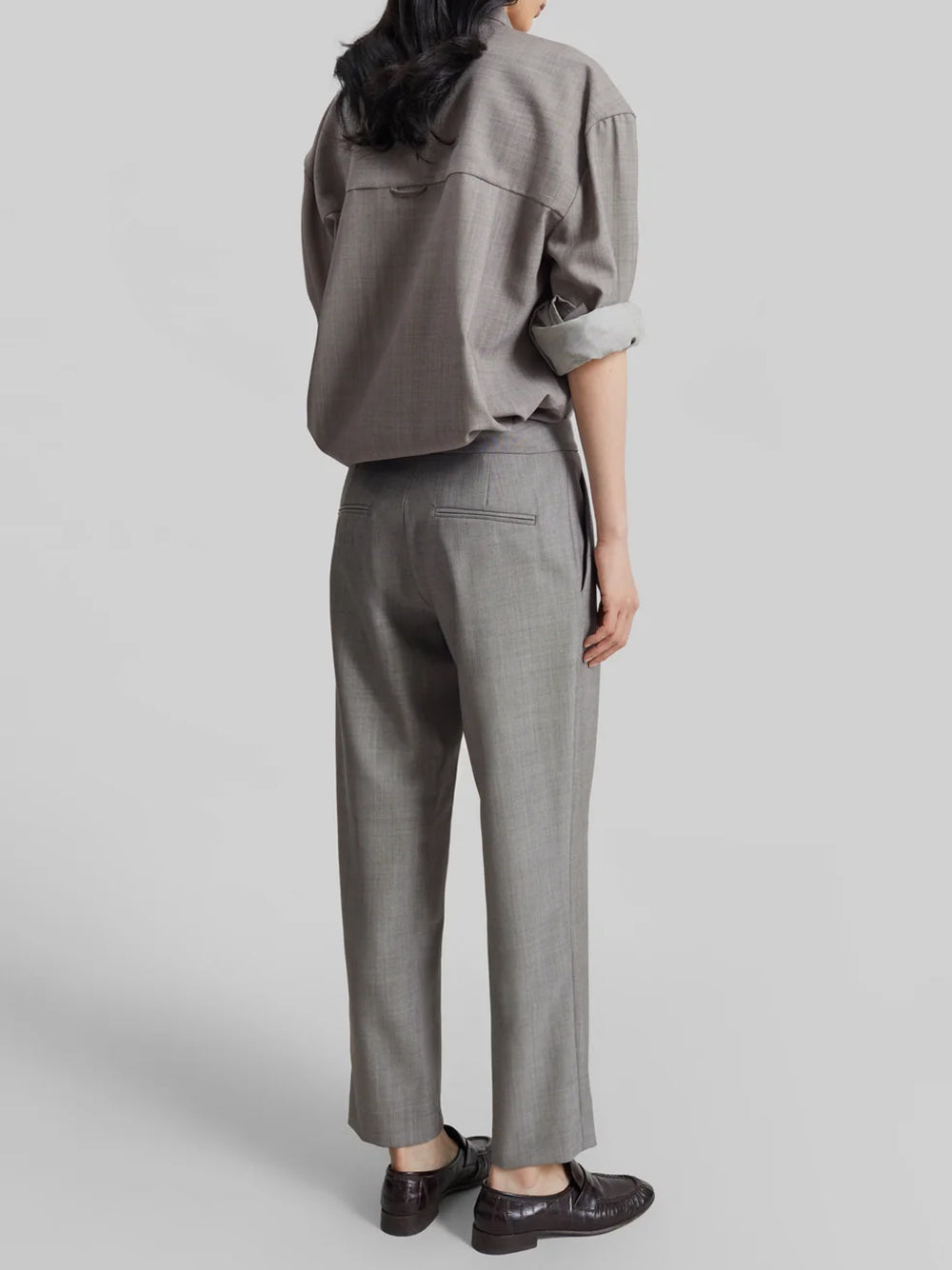 THE FRANKIE SHOP-JET WOOL SLIM TAILORED TROUSERS-