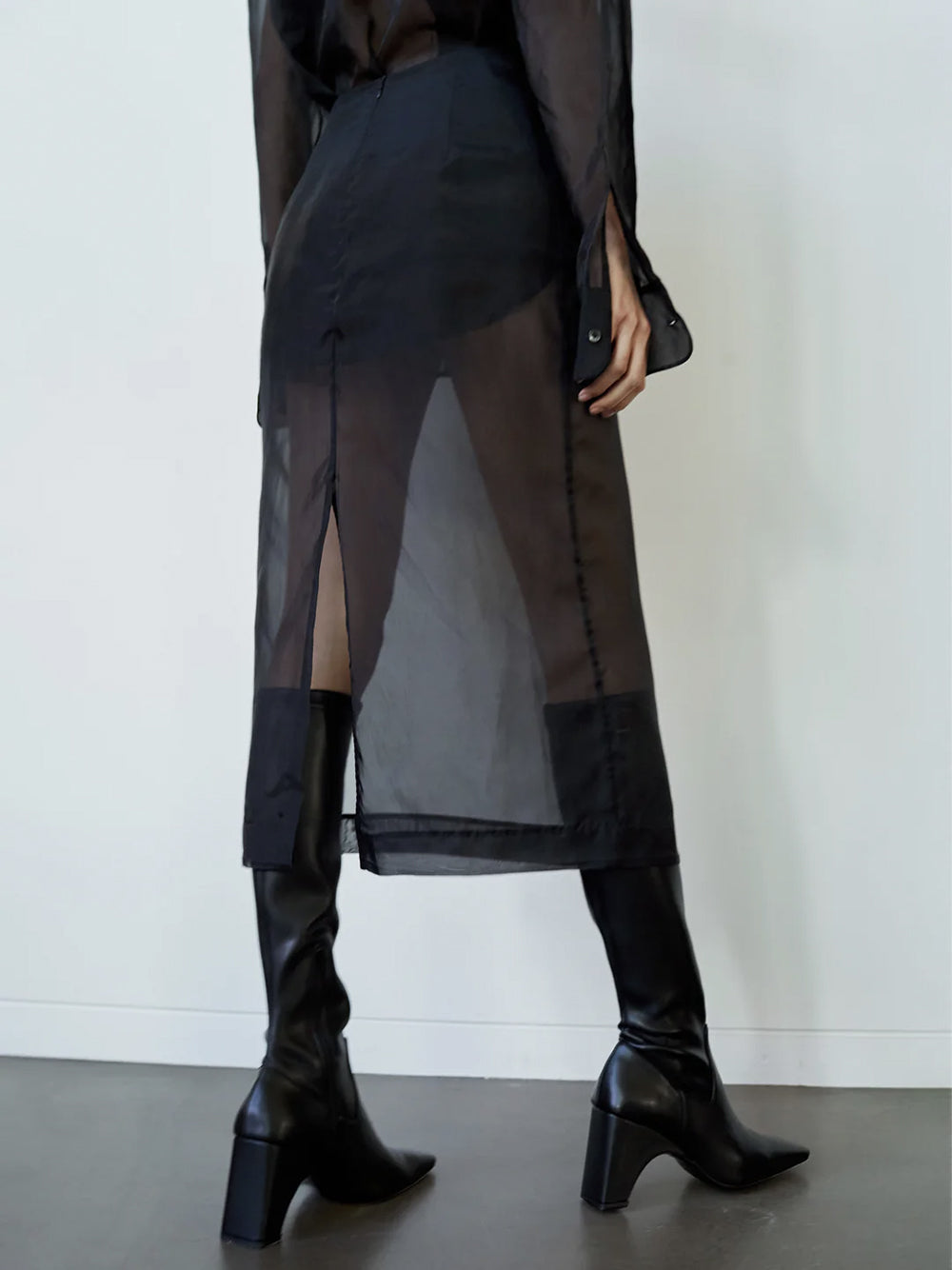 THE FRANKIE SHOP-PERI SHEER MIDI SKIRT-