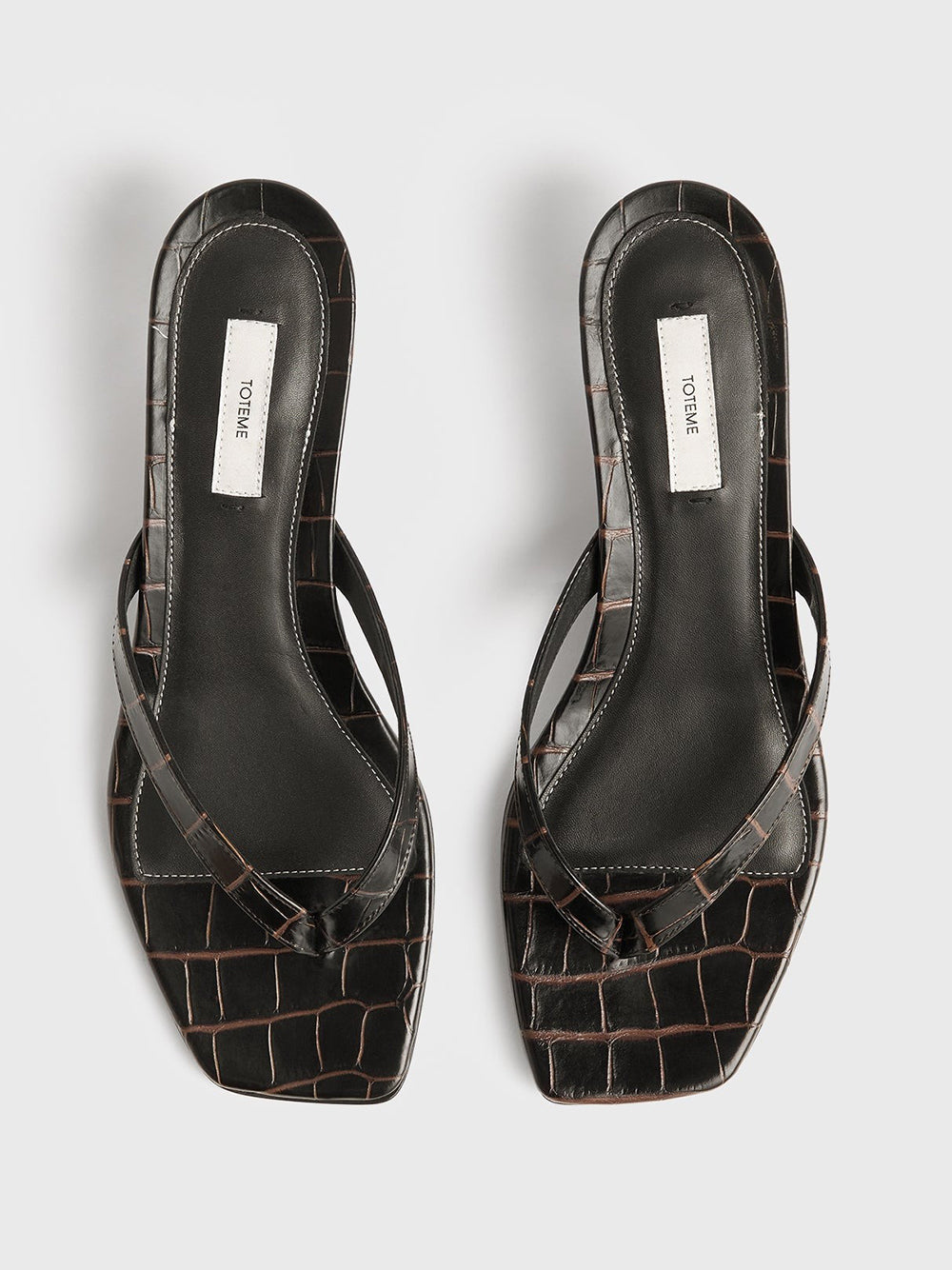 TOTEME-Croco-embossed heeled flip flops-