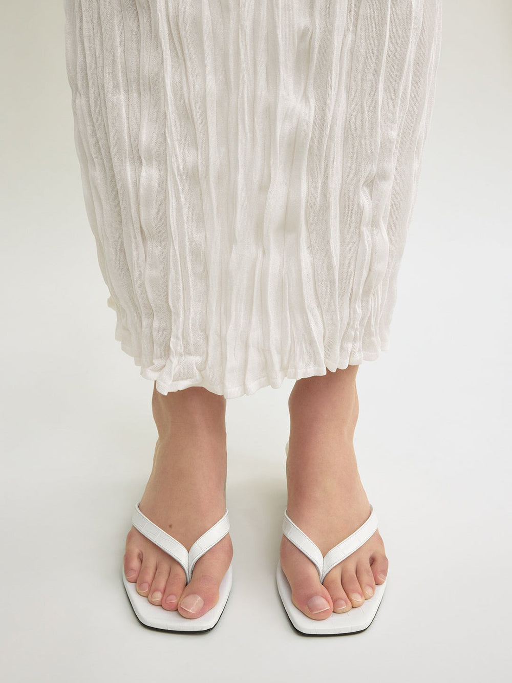 TOTEME-Croco-embossed heeled flip flops-