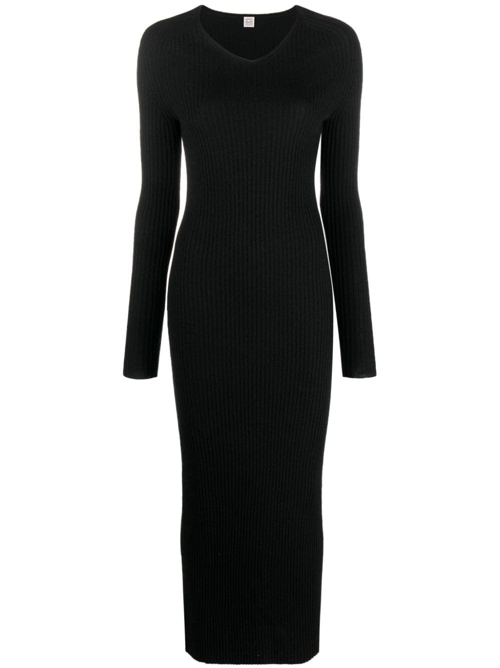 toteme ribbed knit dress Crinkled knit long-sleeve dress black TOTEME