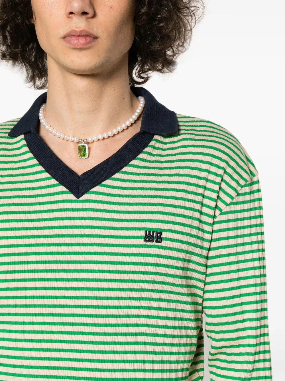 WALES BONNER-SONIC STRIPED POLO-