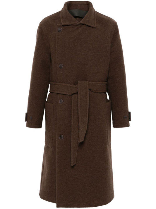 WRAP COAT WITH CONTRAST STITCH