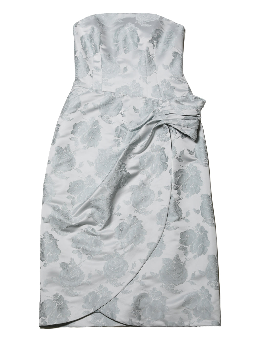 GATHERED FLOWER SASH DRESS