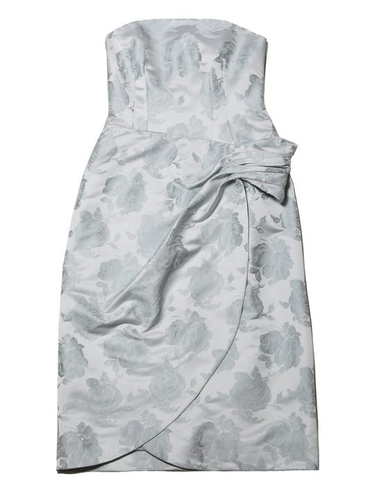 GATHERED FLOWER SASH DRESS