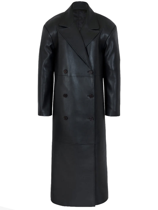 TINA FAUX LEATHER TRENCH COAT