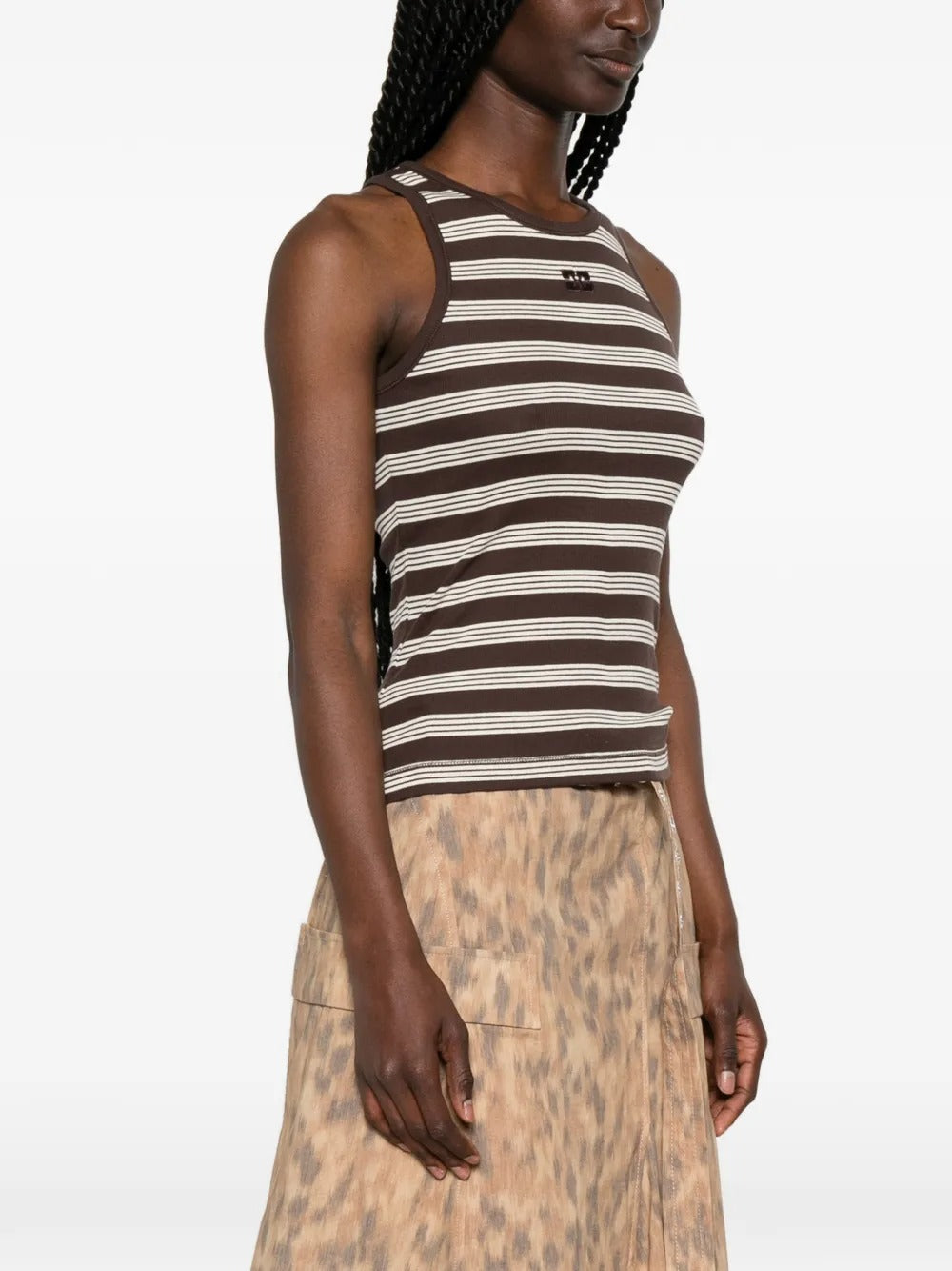 Soft Cotton Rib Tank Top Stripe