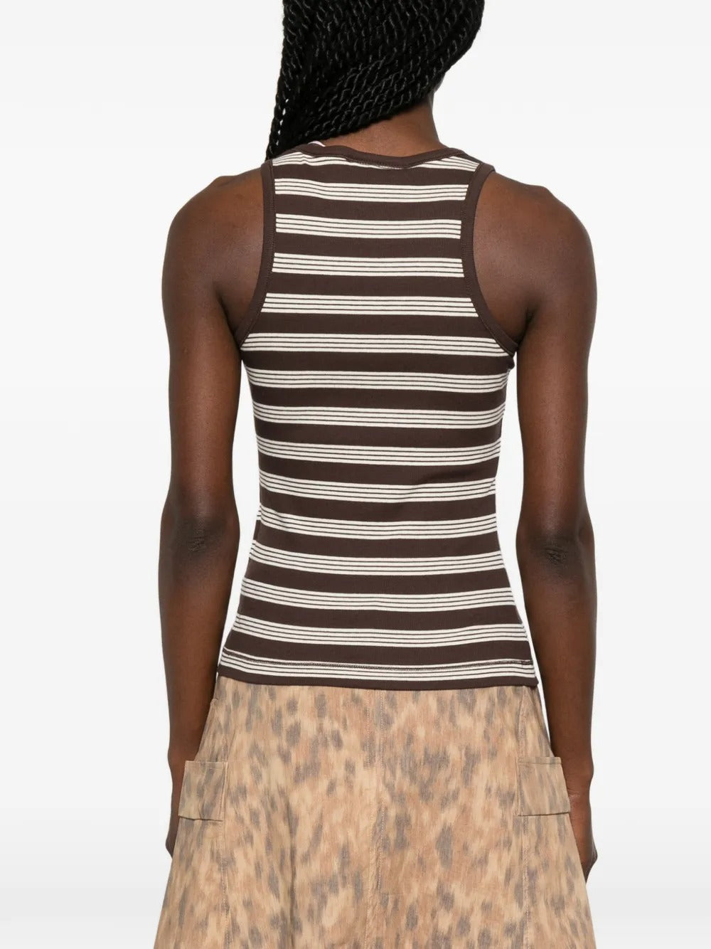 Soft Cotton Rib Tank Top Stripe
