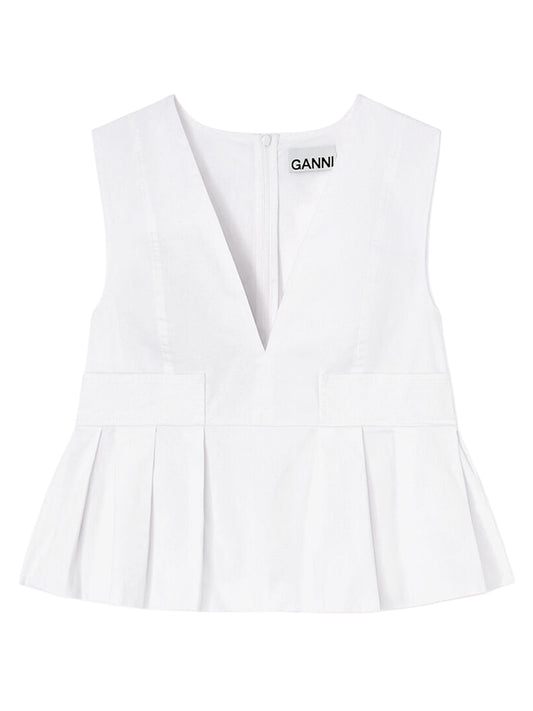 Stretch Cotton V-neck Pocket Blouse