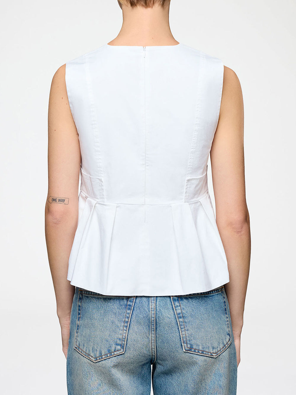 Stretch Cotton V-neck Pocket Blouse