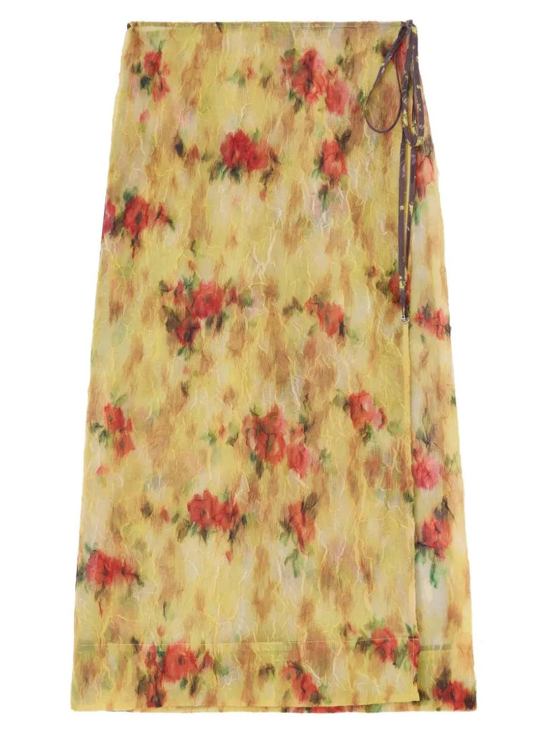 Shibori Organza/Fluid Taffeta Wrap Skirt