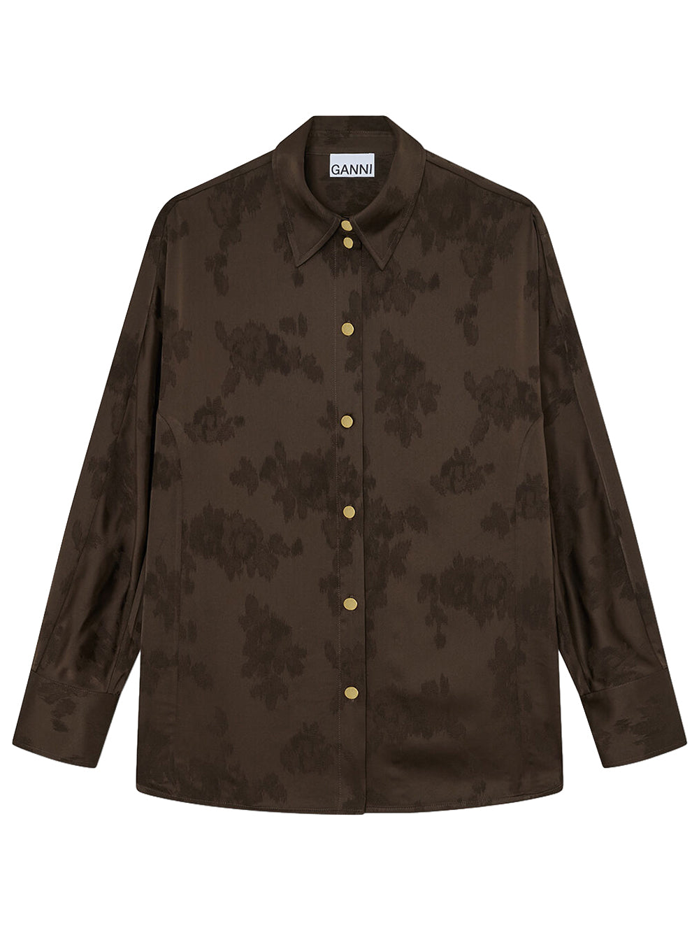 Fluid Satin Jacquard Long Sleeve Shirt
