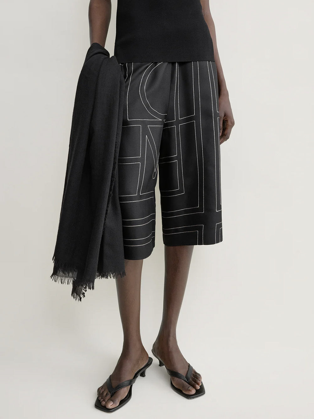 Monogram silk pj culottes