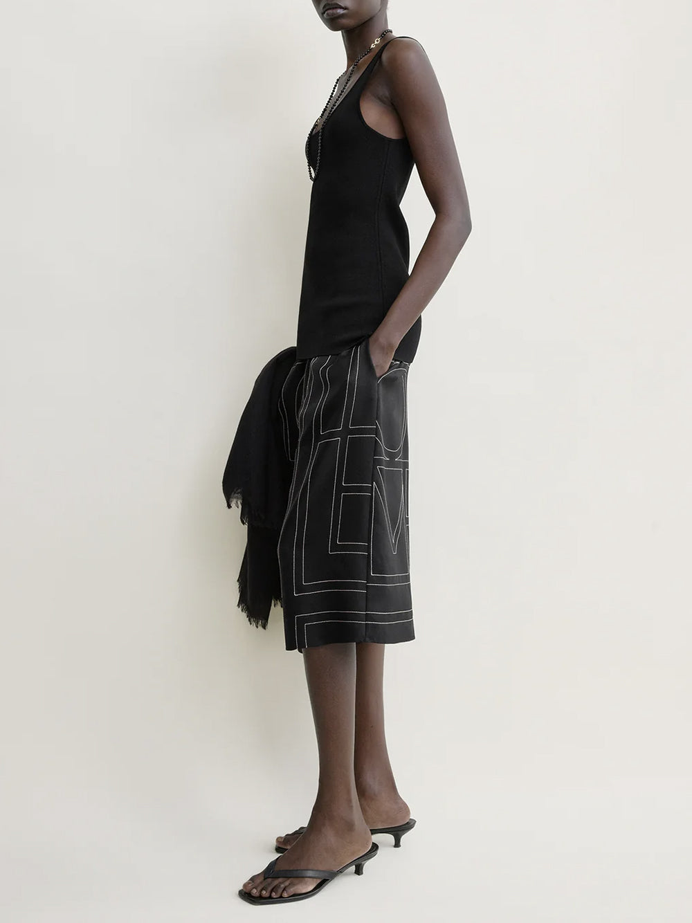 Monogram silk pj culottes