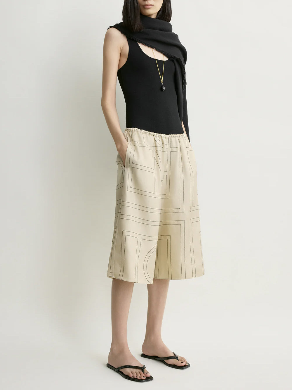 Monogram silk pj culottes