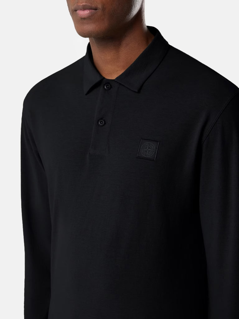 STONE ISLAND-Slim fit long sleeve polo shirt-